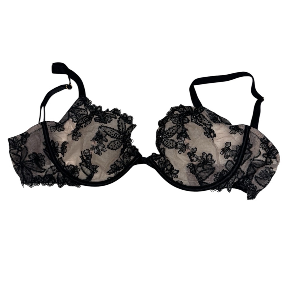 Victoria's Secret Black Floral Lace Bra